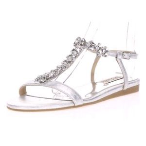 Badgley Mischka Jeweled Sandals Silver Size 8.5